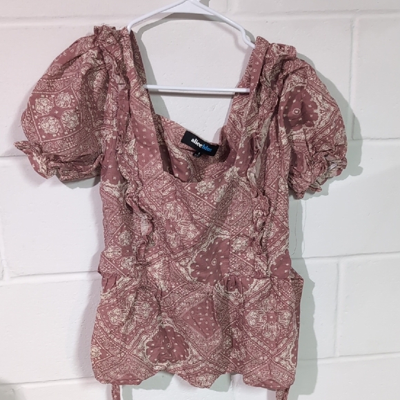Alice Blue Tops - Altar'd State Pink Patterned Women's Top